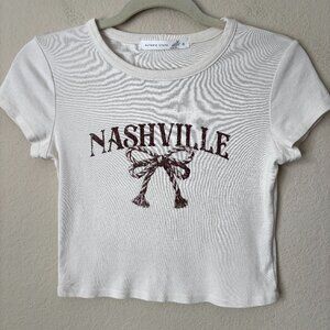 Altar'd State Nashville Graphic Western Rodeo Cropped Baby Tee Shirt